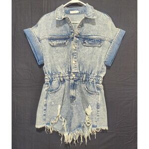 Idem Ditto Women's Casual Comfy Denim Short Jumpsuit Size M